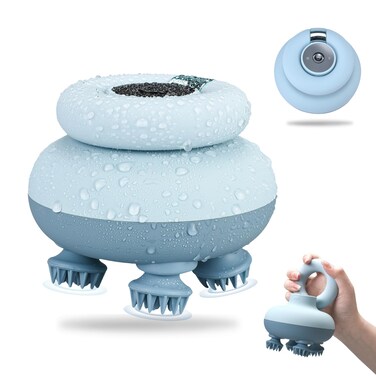Scalp Massager Electric, Cordless Cat Head Massager with IPX7 Waterproof, Non-Slip Silicone Grip Full Body Massage to Relieve Tense Muscles and Stiffness (Blue)