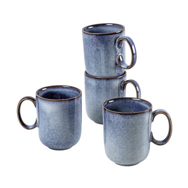 UNICASA Coffee Mug - 14 oz Ceramic Tea Cups Set of 4, Porcelain Cereal, Drinking Cups with Large Handle for Coffee, Tea, Milk, Latte and Cocoa, Soup Mug Gift Set for Men &amp; Women - Light Blue