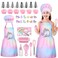 Gemeer Children&rsquo;s Cooking and Baking Set 34-Pcs Includes Apron for Little Girls, Chef Hat, Oven Mitt &amp; Utensil to Dress Up Chef Career Role Play for 3-7 Years