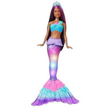 Barbie Dreamtopia Doll, Mermaid Toy with Water-Activated Light-Up Tail, Purple-Streaked Hair &amp; 4 Colorful Light Shows