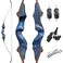 OBTOUTDOOR Black Hunter Original Takedown Recurve Bows for Adults Archery Recurve Bow Set 60" 20-60 lbs Right Hand for Outdoor Targets Practice Hunting Training Competition