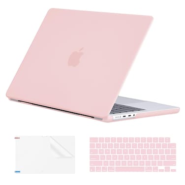 EooCoo Case Compatible with MacBook Pro 14 inch 2025 2024-2021 M4 M3 M2 M1 Pro Max Chip, Hard Shell Cases with Keyboard Cover, Screen Protector - Pink
