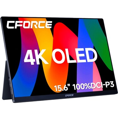 c-force 4K OLED Portable Monitor 15.6'' 100% DCI-P3 USB C HDMI Computer Display HDR Gaming Monitor Speakers Ultra Slim &amp; Eye Care Travel External for Laptop Mac PC Phone PS5 Xbox Switch
