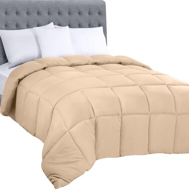 Utopia Bedding Comforters Queen Size, All Season Duvet Insert, Down Alternative Box Stitched Bed Comforter with Corner Tabs, Machine Washable (Beige)