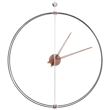Pacific Bay Barcelona Extra-Large Decorative Lightweight 32-inch Minimalist Wall Clock - Silent, Non-Ticking, Black Walnut Wood Dial, Carbon Fiber &amp; Steel Construction, Quartz Battery Operated