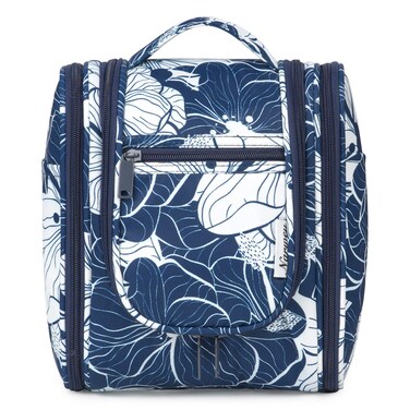 Narwey Small Hanging Travel Toiletry Bag Cosmetic Make up Organizer for Women and Men (Medium, Blue Lotus)