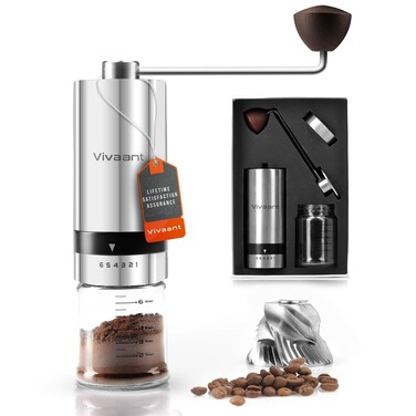 Manual Coffee Grinder &mdash; Hand Coffee Grinder with Adjustable Dragon Tooth Stainless Steel Conical Burr, No-Power, Manual Coffee Grinder for Drip Coffee, Espresso, French Press, and More!