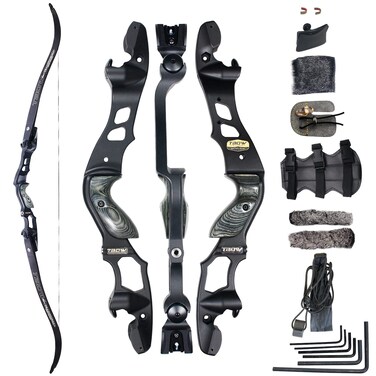 TBOW 62&rdquo; ILF Recurve Bow with Gordon Limbs 30-60Lbs for Adult Archery Competition Athletic Right Hand (55Lbs)