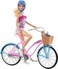 Barbie Doll &amp; Bike Set with Accessories, Blonde in Rainbow Romper with Pink &amp; Blue Bicycle, Helmet, Basket &amp; Water Bottle