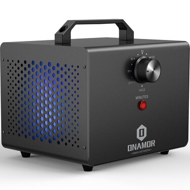 ONAMOR Ozone Generator 60000mg, Ozone Machine Ionizer O3 Deodorizer for Home, Basement, Smoke, and Pet Room (Eliminating Odors Area up to 4000 Square Feet, All Metallic Black)