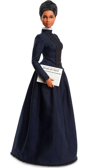 Barbie Inspiring Women Doll, Ida B. Wells Collectible with Blue Dress &amp; Newspaper Accessory