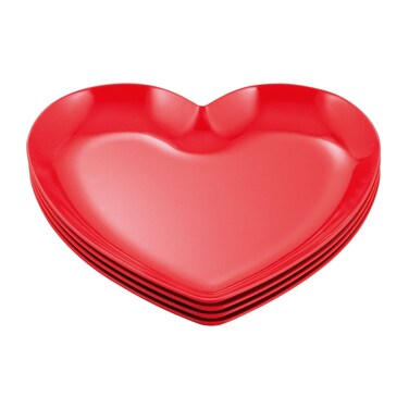 UPware 4-Piece 8.5 Inch Melamine Small Serving Plate Dinner Salad Plates Heart shaped Plates (8.5 Inch Heart Plate)