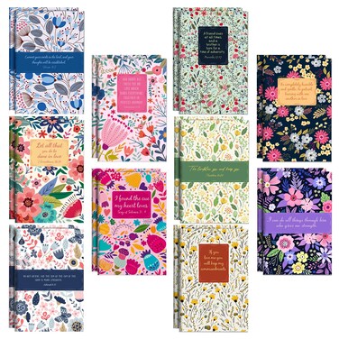Floral Notebooks with Bible Verses Christian Memo Book Inspirational Journal Notebook Small Pocket Lined Mini Notepad Lined Paper Pads Calendars Planners and Organizers(20 Pieces)