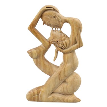 Love Statue Valentine's Day Sculpture Wooden Decoration Affectionate Couple Art Ornaments (A)