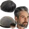 Toupee for Men - Real Human Hair Replacement System - Fine French Lace Hairpiece - Customizable Units - Natural-Looking Pieces - Prosthesis - #1B40 Black and Gray - 8x10