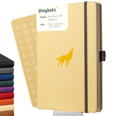 Dingbats* Wildlife Plain Writing Journal Notebook A5 - Vegan Leather Hardcover - Ideal for Work, Travel - Pocket, Elastic Closure, &amp; Bookmark