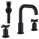 Black 8 Inches 3 Hole Bathroom Faucet, 2 Handle Widespread Bathroom Faucets Matte Black with Valve and Pop-Up Drain Assembly by ChiLDano, CH3163BK