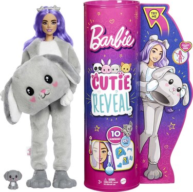 Barbie Cutie Reveal Fashion Doll with Puppy Plush Costume &amp; 10 Surprises Including Mini Pet &amp; Color Change