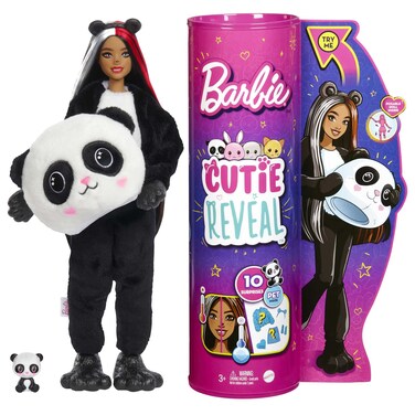 Barbie Cutie Reveal Doll, Panda Plush Costume, 10 Surprises Including Mini Pet &amp; Color Change