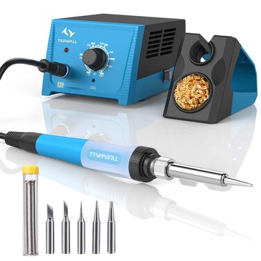 Tilswall Soldering Station, 65W Solder Station Welding Iron Kit with Smart Temperature Control (392&deg;F-896&deg;F), 5pcs Soldering Tips, Built-in Transformer, Soldering Iron for School Lab Hobby Electronics