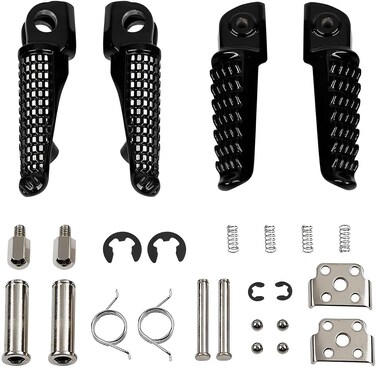 Front Rear Foot Pegs for kawasaki ZX6R 2003-2011, Z750 Z1000 2007-2012, ZX14 2006-2013, ZZR1200 2000-2006, ZX-10R 2004-2012, ZX-9R 1998-2003 (Black)