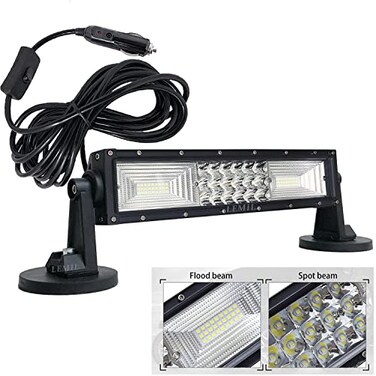 LEMIL Magnetic Light Bar 13" 180W Led Light Bar Cigarette Lighter Plug Flood Spot Combo 12V Work Light Led Bar Fog Driving Light Truck Boat SUV ATV UTV 24V