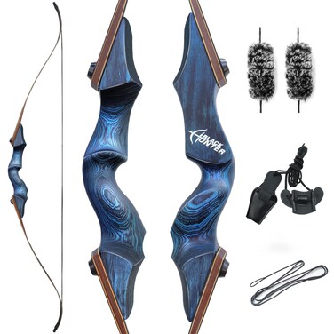 OBTOUTDOOR Black Hunter Original Takedown Recurve Bows for Adults Archery Recurve Bow Set 60" 20-60 lbs Right Hand for Outdoor Targets Practice Hunting Training Competition