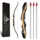 Recurve Bow and Arrow Set 62" Archery Hunting Bow Wooden Takedown Recurve Bow for Adults Beginners to Advanced Outdoor Practice &amp; Hunting (25-60lbs)