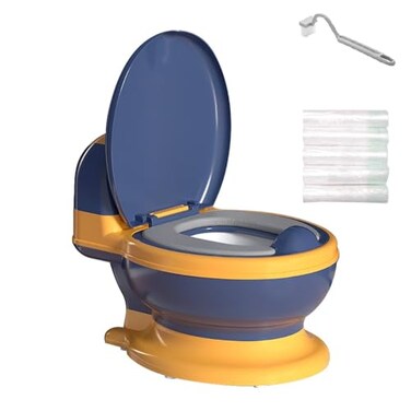 Potty Training Toilet, Realistic Potty Training Seat, Toddler Potty Chair with Soft Seat, Removable Potty Pot, Toilet Tissue Dispenser and Splash Guard, Non-Slip for Toddler&amp; Baby&amp; Kids