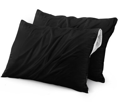 Utopia Bedding Waterproof Pillow Protectors Zippered (2 Pack, Black) Queen Size, Zippered Pillowcases, Bed Bug Proof Pillow Encasement Covers 20 x 28 Inches