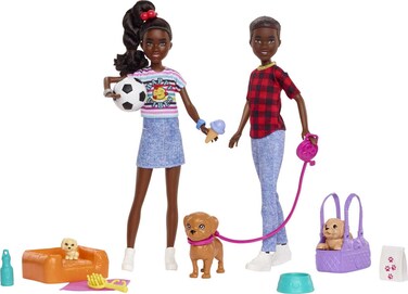 Barbie It Takes Two Doll &amp; Accessories, Twins Playset with Brother &amp; Sister Dolls, 3 Pet Puppies &amp; 10+ Accessories