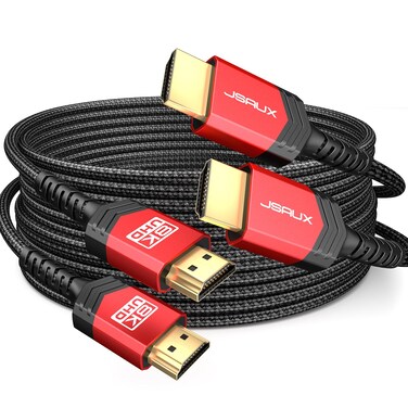 JSAUX 8K HDMI Cables 2.1 10FT 2-Pack 48Gbps 8K &amp; 4K Ultra High Speed Cords(8K@60Hz 7680x4320, 4K@120Hz) eARC HDR10 HDCP 2.2 &amp; 2.3 3D, Compatible for PS5/PS4/X-Box/Roku TV/HDTV/Blu-ray/LG
