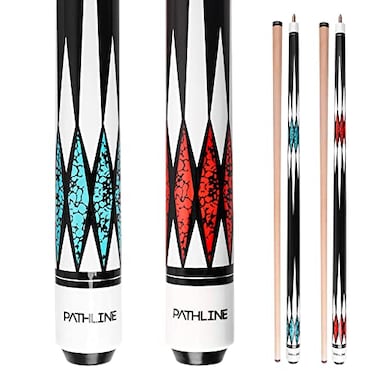 PLN Set of 2 Pool Cues - 58 inch Canadian Maple Billiard Pool Sticks with 13mm Leather Tip