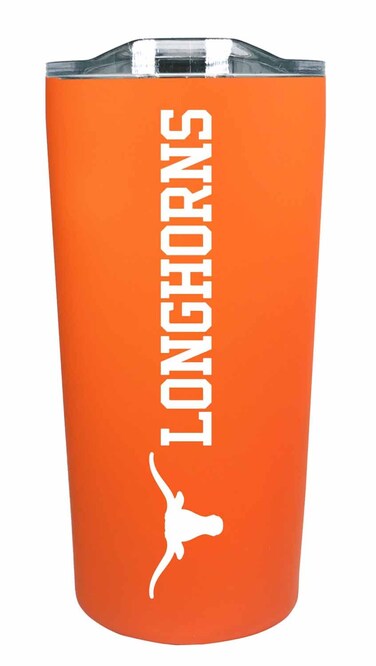 Campus Colors NCAA Stainless Steel Tumbler perfect for Gameday - 18 oz - Double Walled - Keeps Drinks Perfectly Insulated (Texas Longhorns - Texas Orange)