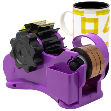 Echomerx Multi-Roll Heat Tape Dispenser Sublimation - Best Cut Heat Resistant Tape for Sublimation Transfer, Weighted, Pen Holder, 1 and 3 inch Core, Optional 10mm Kapton Heat Tape (3-Pack), Purple
