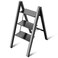 3 Step Ladder Aluminum Lightweight Folding Step Stool Wide Anti-Slip Pedal 330 Lbs Capacity Household Office Portable Stepladder,Black