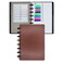 Discbound Notebook, Junior Size, Faux Leather Cover, 120 gsm Heavyweight Paper, Includes 50 Dot Grid Sheets, 5 Tabs, Page Flags (Brown)