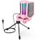 FIFINE USB Gaming PC Microphone for Streaming Podcasts, AmpliGame RGB Computer Condenser Desktop Mic, Cardioid Pattern for YouTube Video, Plug and Play on PS4 PS5, with Quick Mute, Mic Gain-A6V Pink