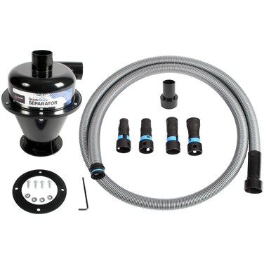 Cen-Tec Systems 96513 Quick Click Dust Separator and 10 Ft. Hose for Home and Shop Vacuums with Expanded Multi-Brand Power Tool Adapter Set, Black