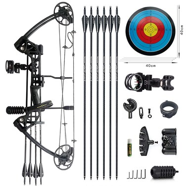 Compound Bow Draw Weight 0-70 Lbs for Pull Beginner and Intermediate Archer Fully Adjustable 19.25&quot;-31&quot; with All Accessories, up to IBO 320 fps,Package with Archery Hunting Equipment New 2024