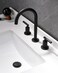Matte Black Bathroom Faucet, Indare 360&deg; Swivel Spout Two Handles Widespread 4 Inch 8Inch Brass Bathroom Sink Faucet 3 Hole with Pop-Up Drain and Water Supply Lines, Upgraded Style