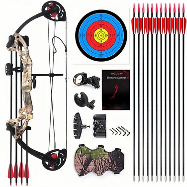 Lanneret Compound Bow and Archery Sets - Right Hand Archery Compound Bows 15-29 lbs Draw Weight Adjustable for Youth and Beginners，Hunting Bow Kit for Beginner