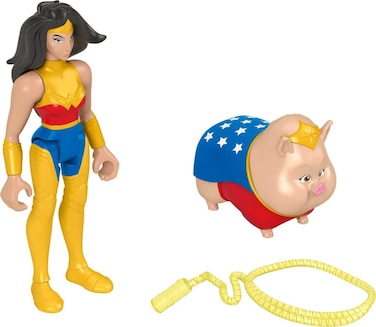 Fisher-Price DC League of Super-Pets Preschool Toys Wonder Woman &amp; PB Poseable Figure Set for Pretend Play Kids Ages 3+ Years