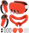 Silicone Cover Set Compatible with Meta/Oculus Quest 3 Accessories, Controller Grips, VR Shell Cover, Facial Interface Cover, Protective Lens Cover, Tempered Glass Lens Caps, Not Fit Quest 3S