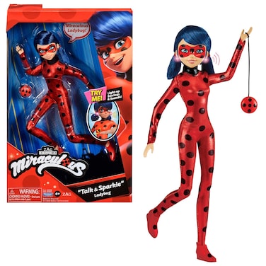 Miraculous Talk &amp; Sparkle Ladybug Doll   26cm Marinette Figure with Lights Sounds and Yoyo Accessory   Bandai Miraculous Ladybug Dolls Superhero Toys   Miraculous: Tales of Ladybug and Cat Noir Toys