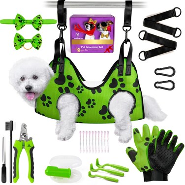 2025 16-in-1 - Dog Grooming Hammock - Dog Hanger for Nail Trimming - Dog Grooming Sling - Cat Sling for Cutting Nails - Cat Hammock for Nail Trimming - Dog Restraint for Nail Clipping