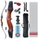 60'' Wooden Bow and Arrow Set Archery Recurve Bow for Adults with 6pcs Carbon Arrows Right Hand Takedown Bow for Hunting Shooting Practice 30-50 lbs