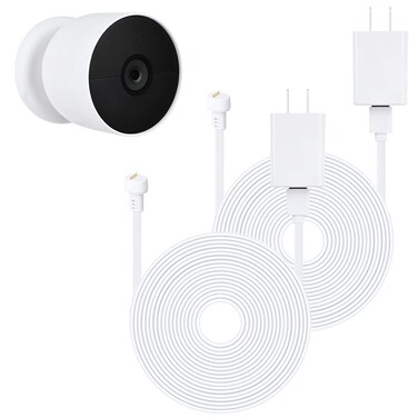 wochel 2Pack Power Cable Compatible with Google Nest Cam Outdoor (Battery), 30Ft/9.1m Weatherproof Outdoor Power Cord Continuously Charging Your Nest Camera (White)