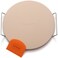 14" Pizza Stone for Oven &amp; Grill with Handles - Natural Cordierite Baking Stone Set with SS Rack &amp; Plastic Scraper (1500 &deg;F Resistant, Round, Medium)