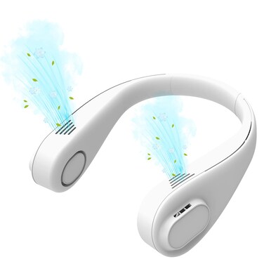 Portable Neck Air Cooler, Hands Free Fan, Headphone Design, 3000mAh USB Rechargeable Fan, Perfect for, Running, Camping, 3 Speed Modes, Compact, Portable, and Convenient (White)